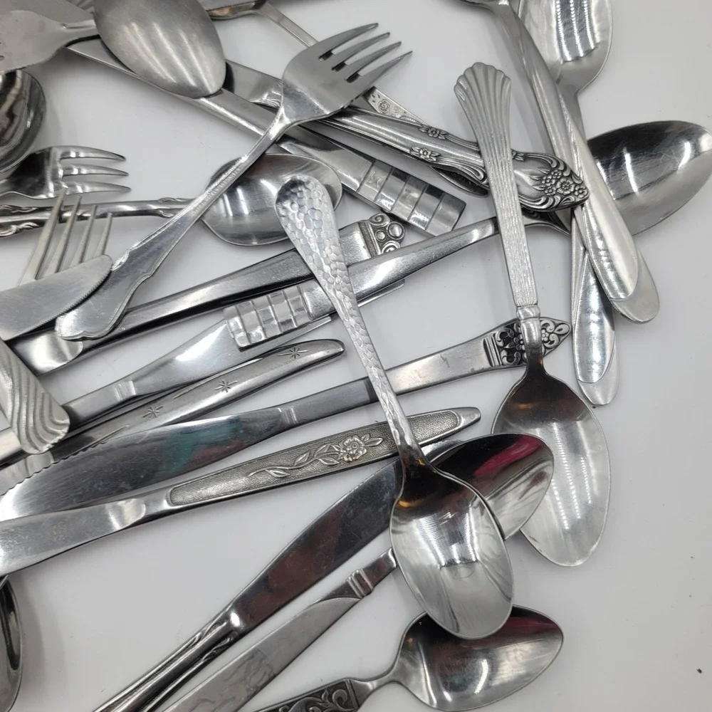 55pc Mixed Bulk LOT Stainless Steel Flatware Assorted Floral Ornate Crafts